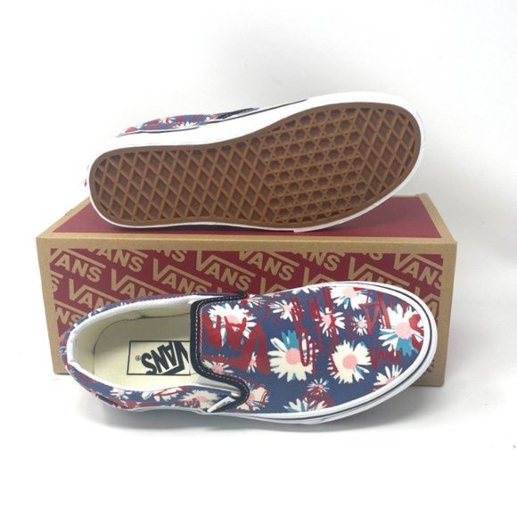 🌸Sale🌸 VANS Classic Womens Slip-On Low Top Crew Floral Blue Canvas VN0A4BV31JA - Picture 5 of 11